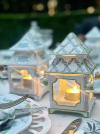 Soft Green Hydrangea Trellis Pagoda Lantern (various sizes)