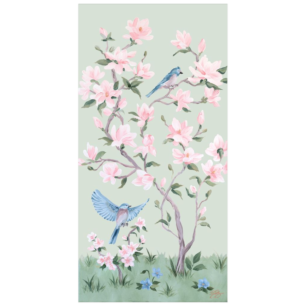May – Green Chinoiserie Fine Art Print on Paper (Various Sizes)