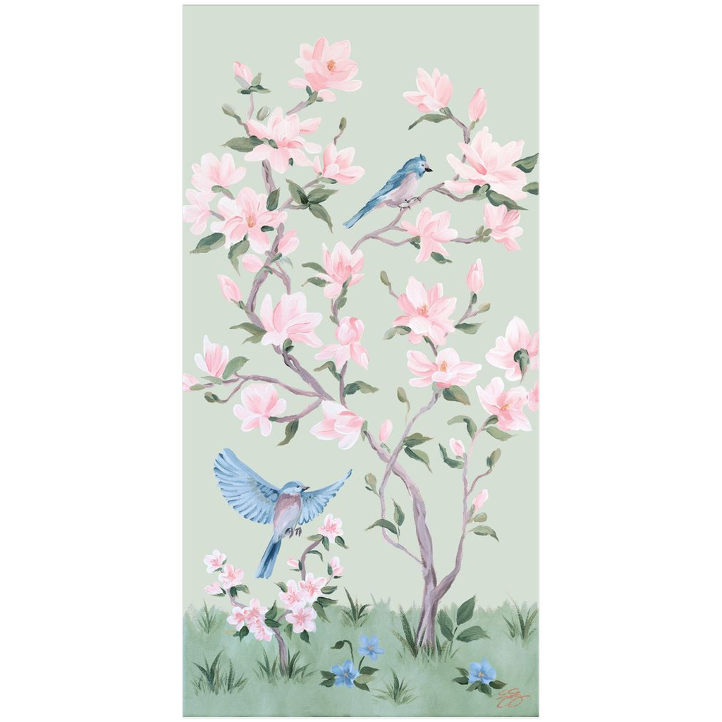 May – Green Chinoiserie Fine Art Print on Paper (Various Sizes)