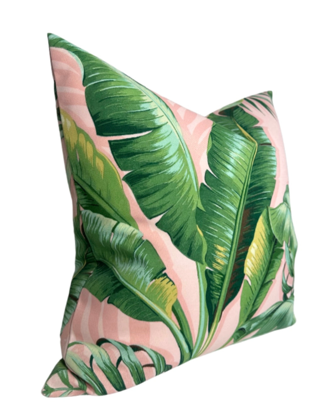 Palm Leaf Pillow Cover in Pink + Green (Various Sizes)