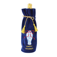 Velvet “Happy Holidays” Ginger Jar Wine Bag