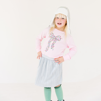 Girls Coquette Bow Christmas Lights Tee Sweatshirt (Various Colors/Short & Long Sleeve Options))