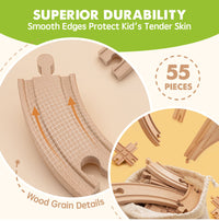 Wooden Track Trains 55 Pcs