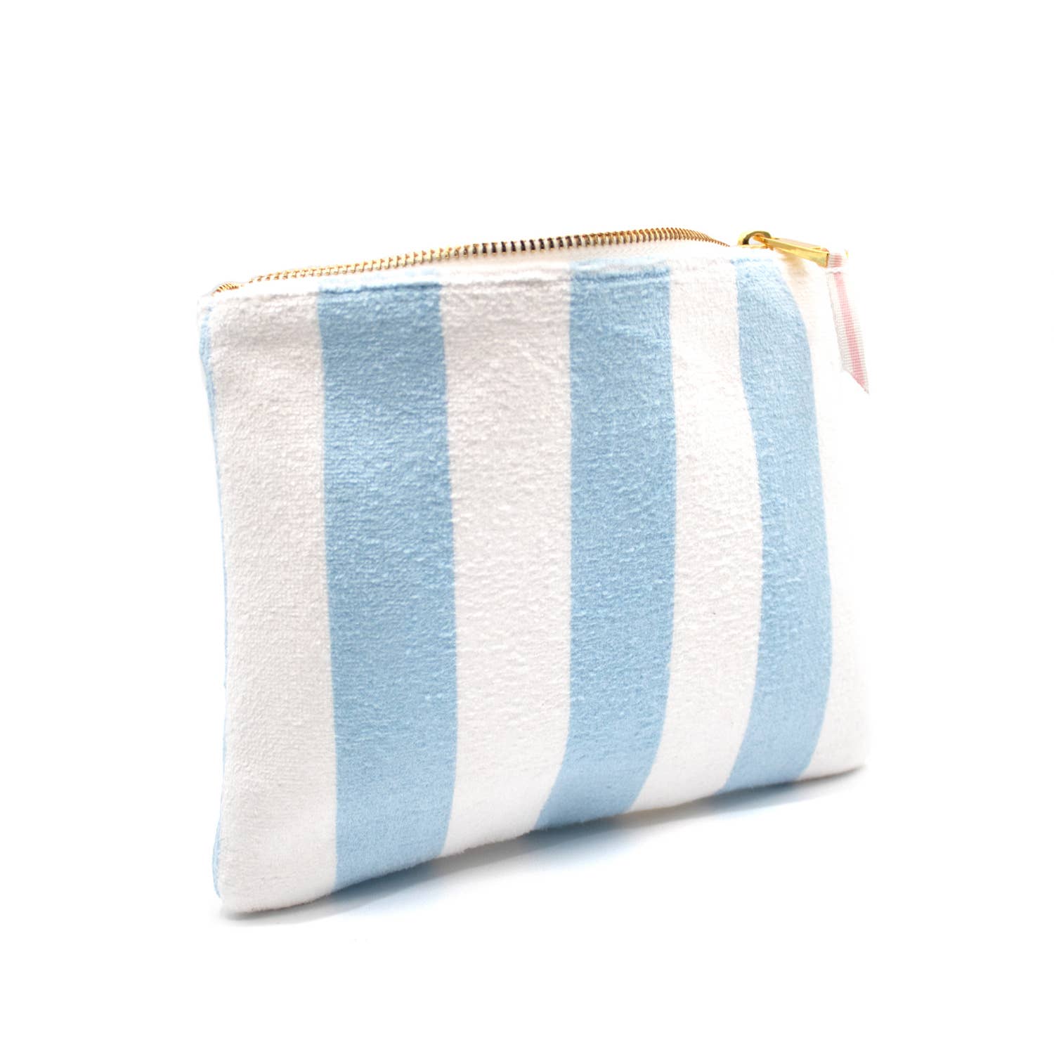 Blue Stripe Terry Flat Pouch - Small