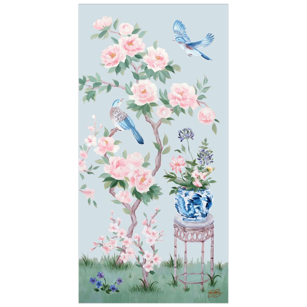 June – Blue Chinoiserie Fine Art Paper Print (Various Sizes)