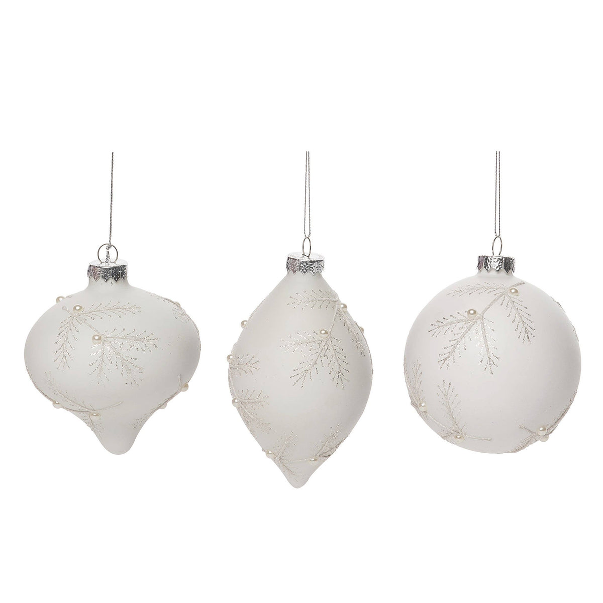 Glass Pine Needle Bulb Ornament – Set of 3