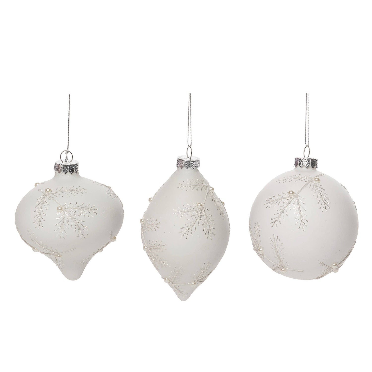 Glass Pine Needle Bulb Ornament – Set of 3