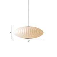 Juliette's Saucer Hanging Ceiling Light - Modernist Fabric Pendant in White