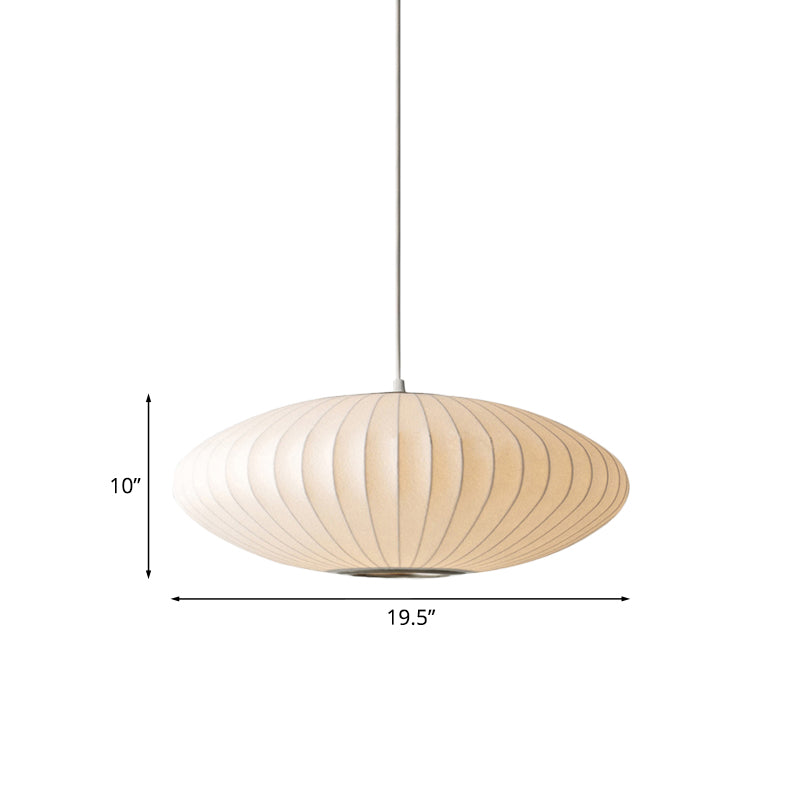 Juliette's Saucer Hanging Ceiling Light - Modernist Fabric Pendant in White