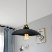 London Modern Industrial Pendant Light Black Saucer Shade (2 Sizes)