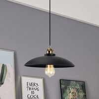 London Modern Industrial Pendant Light Black Saucer Shade (2 Sizes)