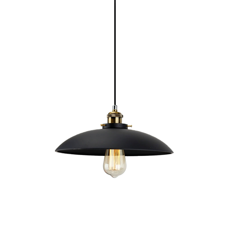 London Modern Industrial Pendant Light Black Saucer Shade (2 Sizes)