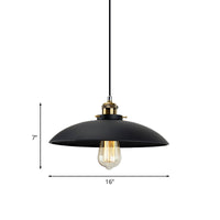 London Modern Industrial Pendant Light Black Saucer Shade (2 Sizes)