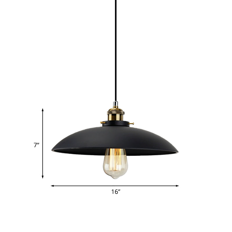 London Modern Industrial Pendant Light Black Saucer Shade (2 Sizes)