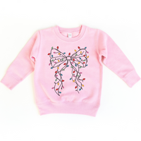 Girls Coquette Bow Christmas Lights Sweatshirt (Various Colors)