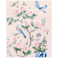 Two Birds (Detail from “June”) – Pink Chinoiserie Fine Art Print on Paper (Various Sizes)