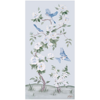 Bluebirds and Peonies – Light Blue Chinoiserie Fine Art Paper Print (Various Sizes)