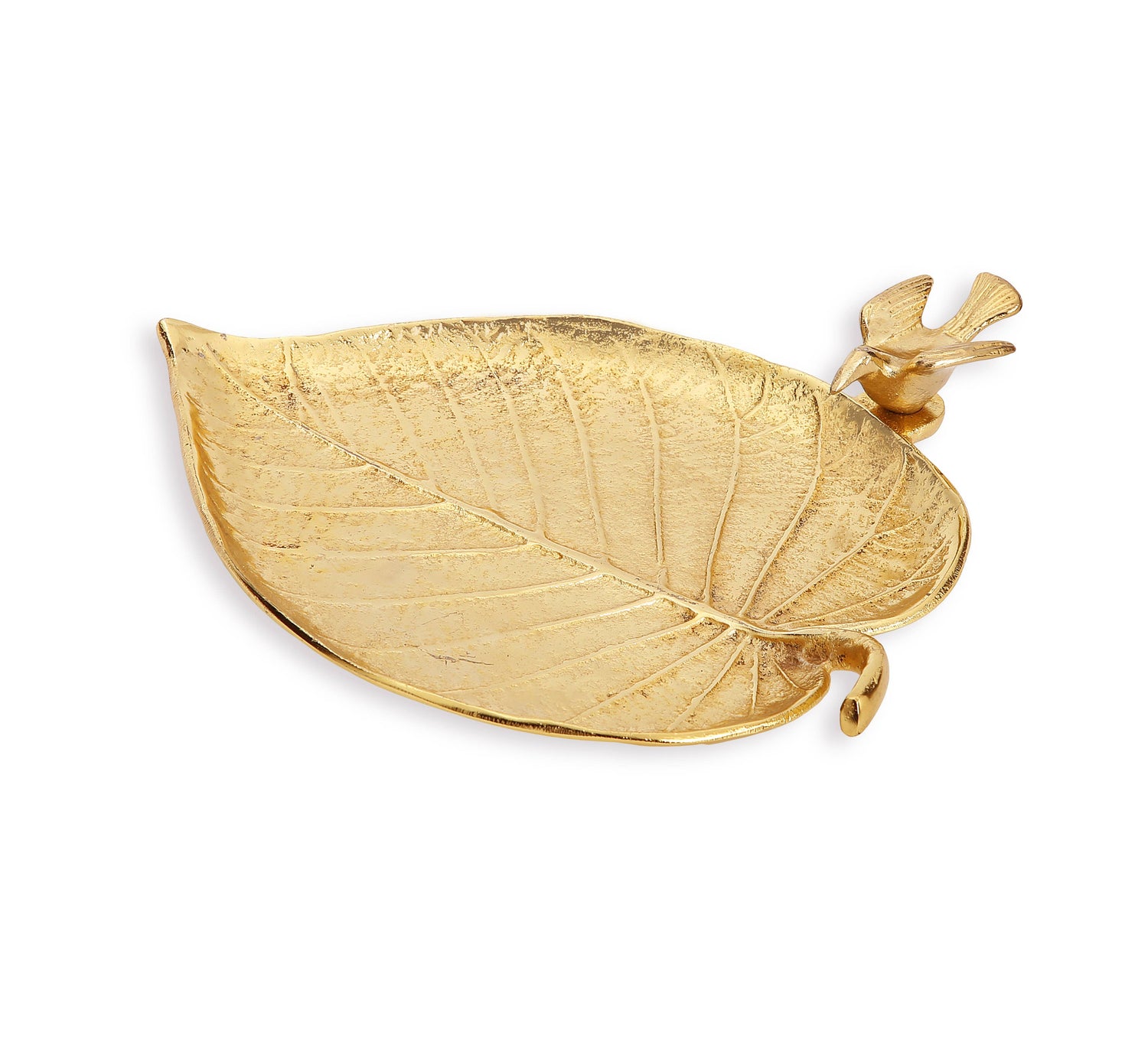 Gold Tray with Leaf and Bird Accent