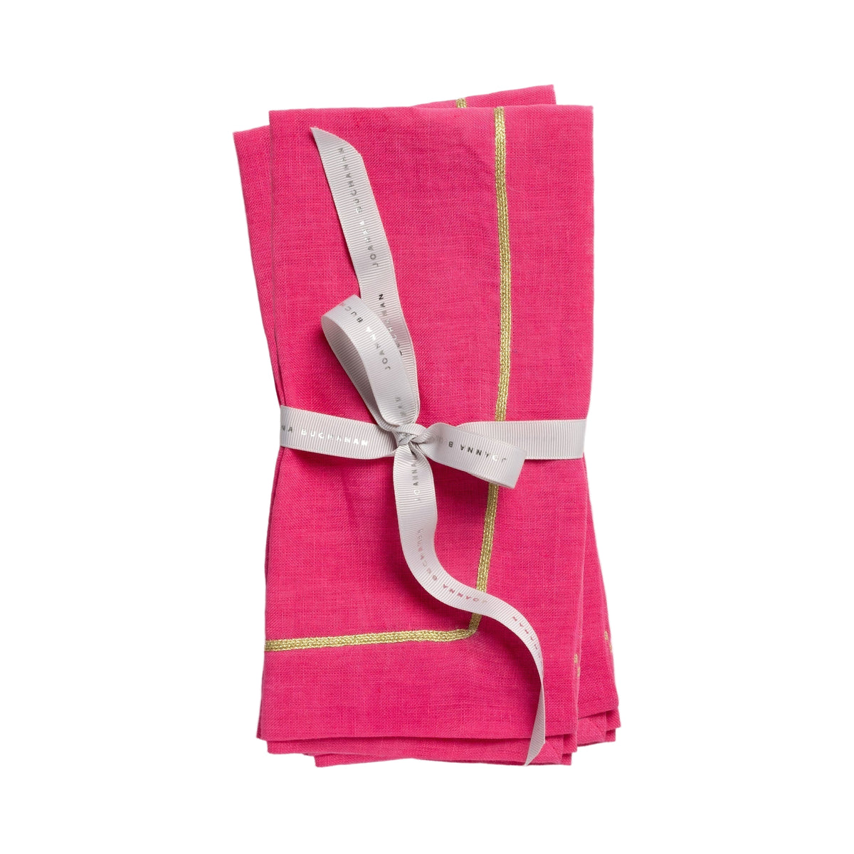 Gold Trim Linen Dinner Napkins – Bright Pink (Set of 2)