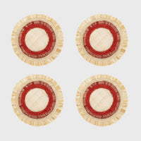 Ruffle Edge Straw Coasters – Red (Set of 4)