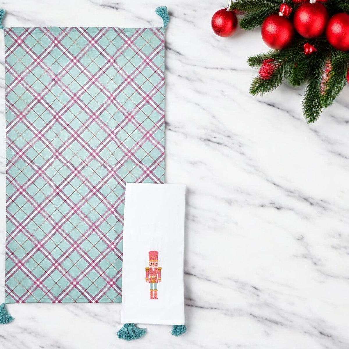 Pink Nutcracker Tea Towel (2 Tassel Color Options)