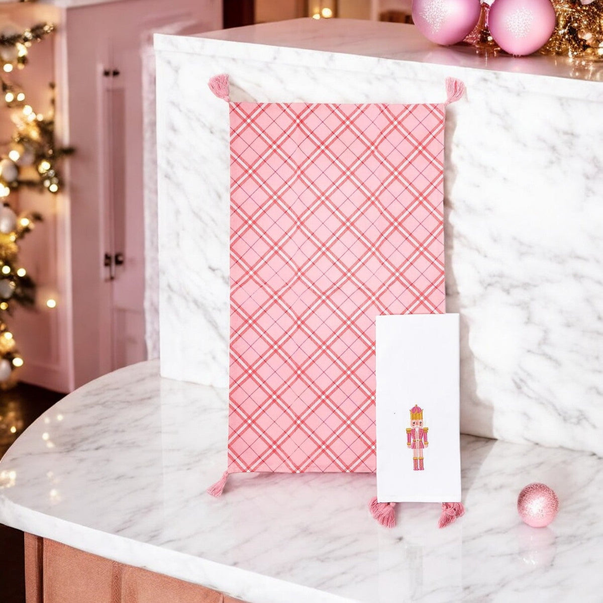 Pink Nutcracker Tea Towel (2 Tassel Color Options)