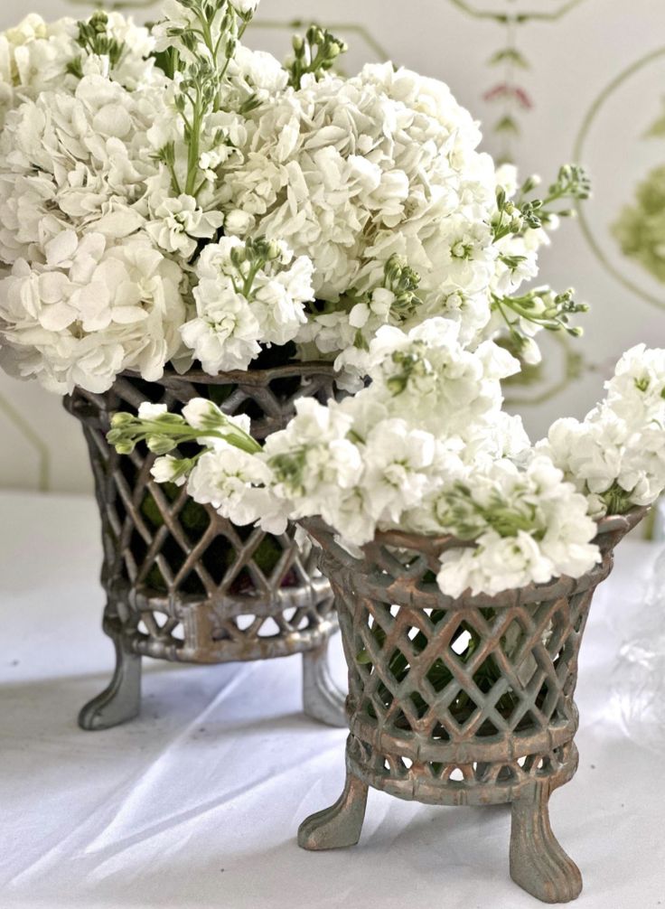 Pewter & Gold Lattice Footed Planter  (Various Sizes)