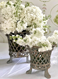 Pewter & Gold Lattice Footed Planter  (Various Sizes)