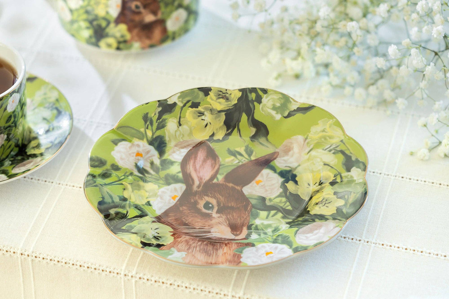 Bunny in Bloom Porcelain Dessert Plate – 8"