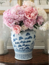 Soft Blue Village Scene Jar