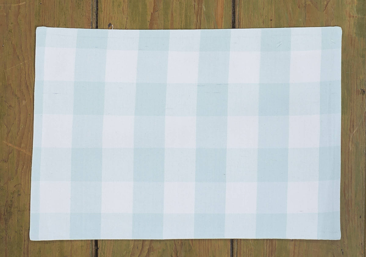 Teal and White Double-Sided Cotton Gingham Placemats Set of 6