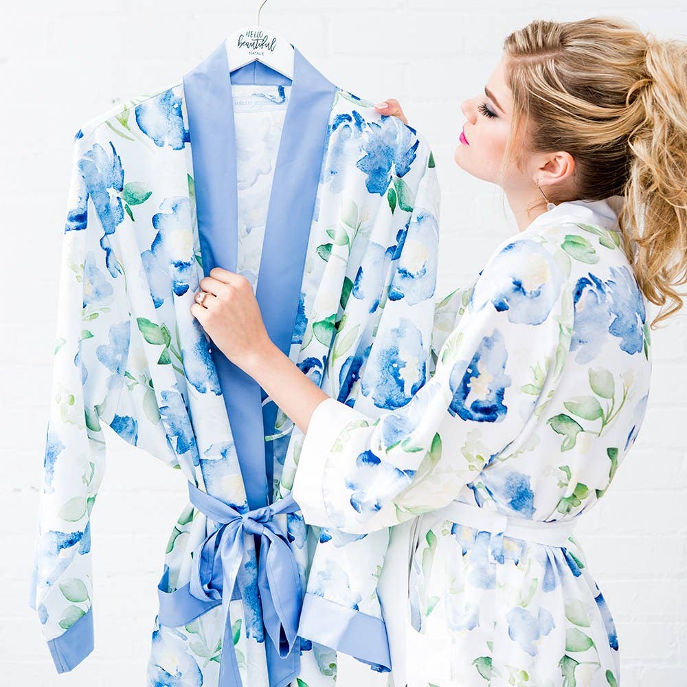 Floral Satin Robe with Pockets