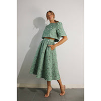Flower Embossed Crop Top & Skirt Set