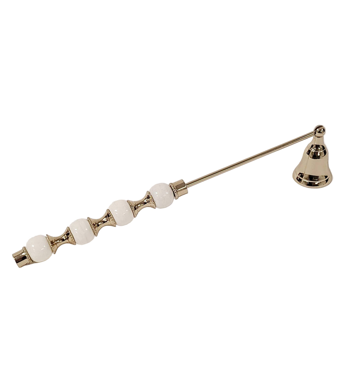 Gold Candle Snuffer White and Gold Beaded Handle