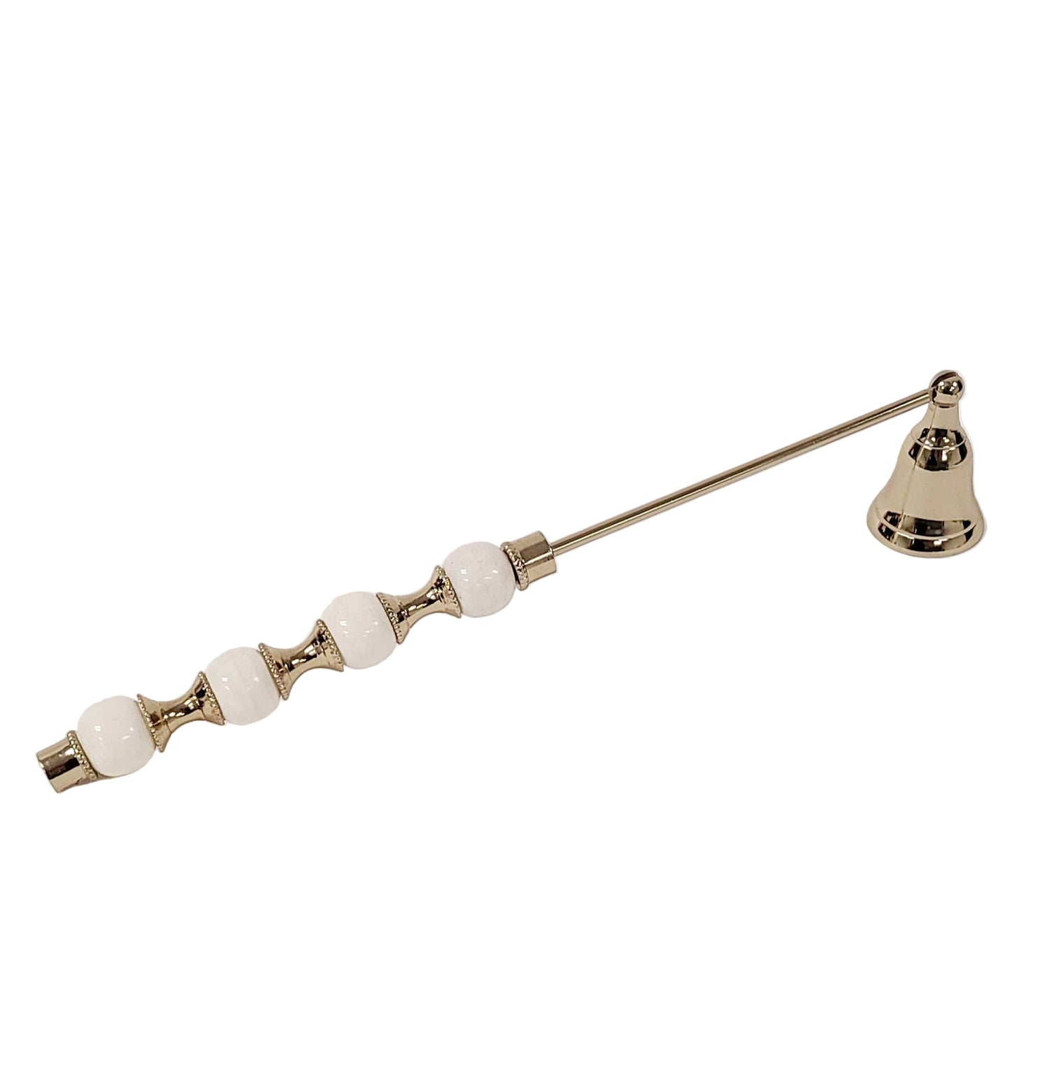Gold Candle Snuffer White and Gold Beaded Handle