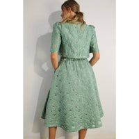 Flower Embossed Crop Top & Skirt Set