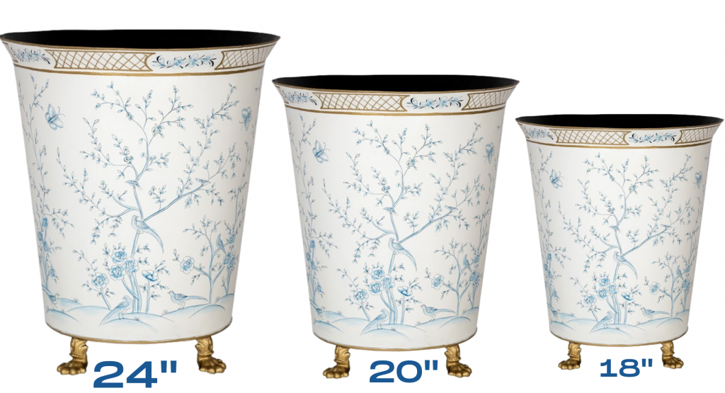 Ivory & Blue Chinoiserie Footed Floor Planter (Various Sizes)