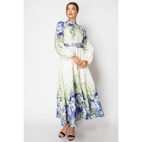 Long Puff Sleeve Floral Print Maxi Dress