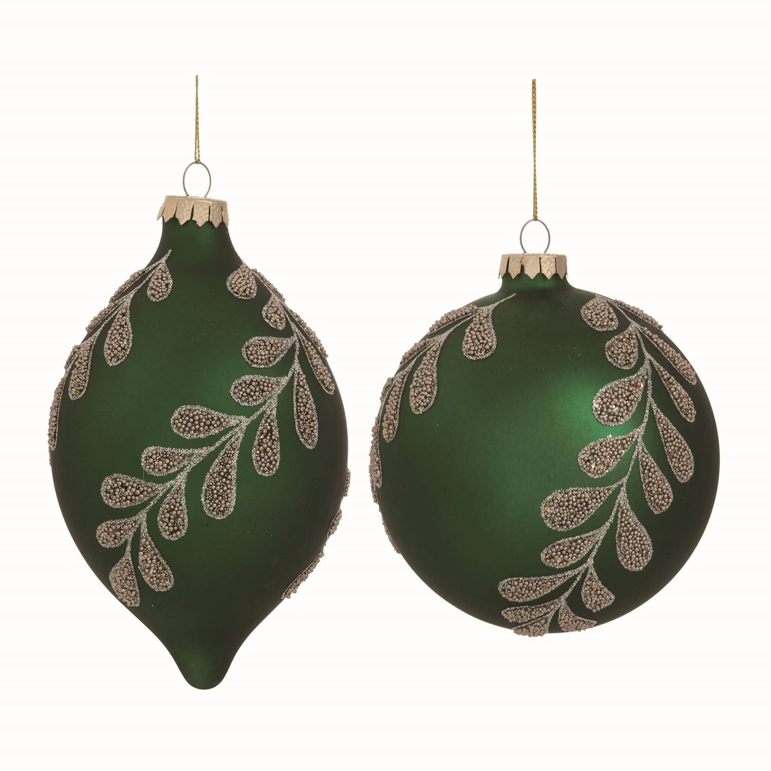 Glass Green Ornament Set