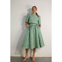 Flower Embossed Crop Top & Skirt Set