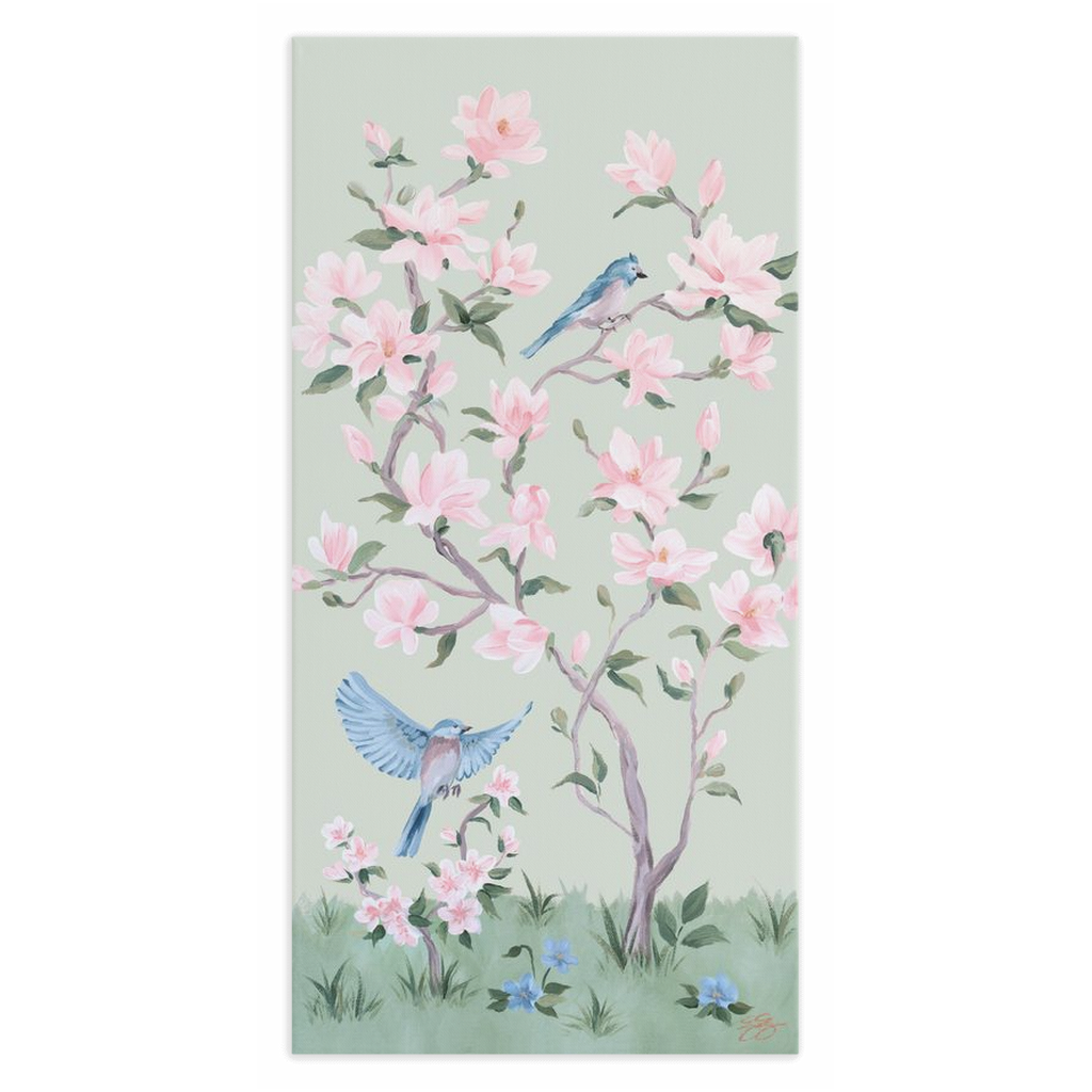 May – Green Chinoiserie Canvas Wrap (Various Sizes)