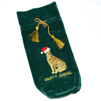 Velvet “Party Animal” Wine Bag