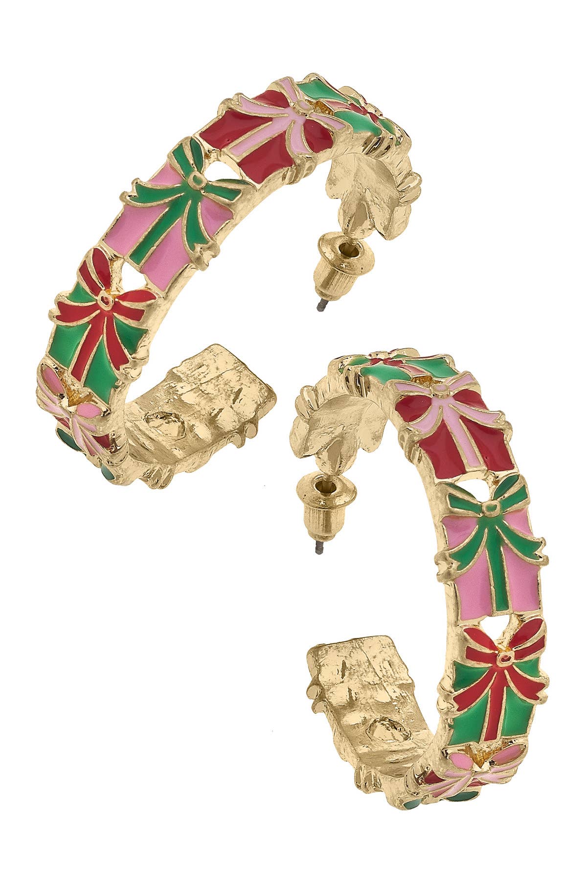 Pink/Green/Red Present Hoop Earrings