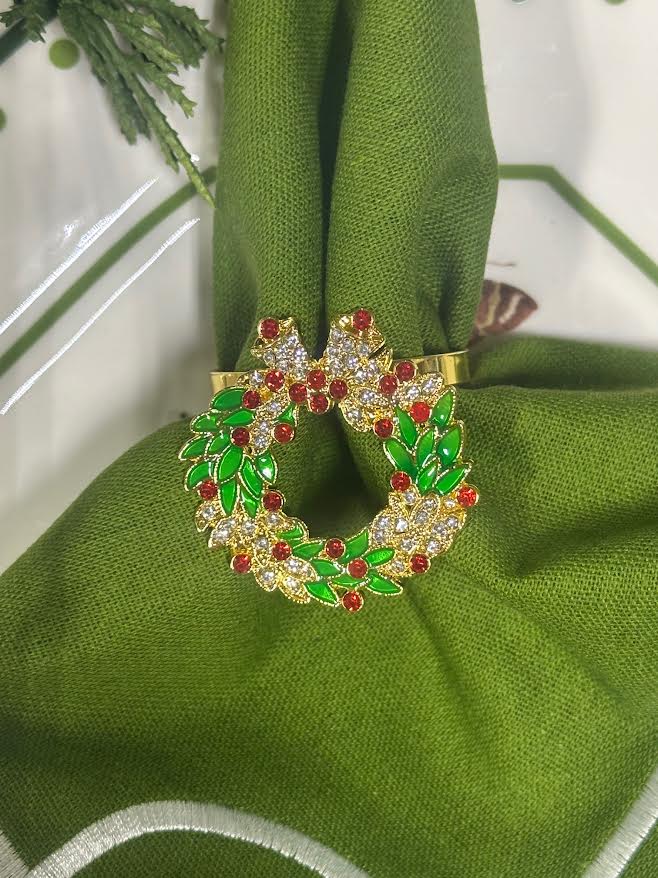 Holly Wreath Set of 4 Napkin Ring
