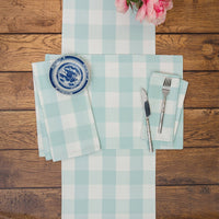 Teal and White Double-Sided Cotton Gingham Placemats Set of 6