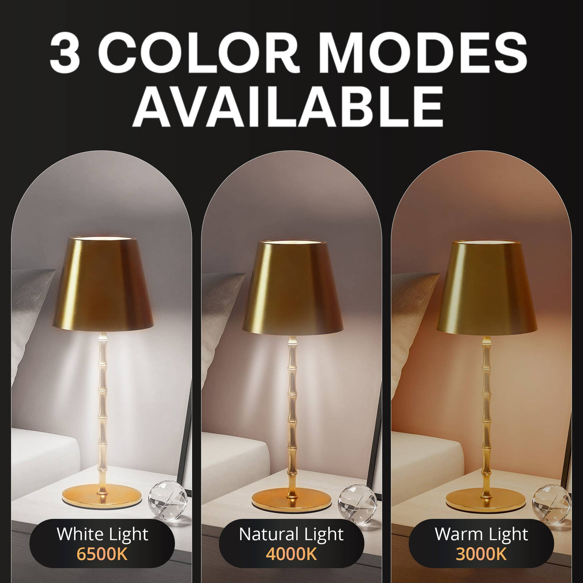 Gold Bamboo Rechargeable Table Lamp