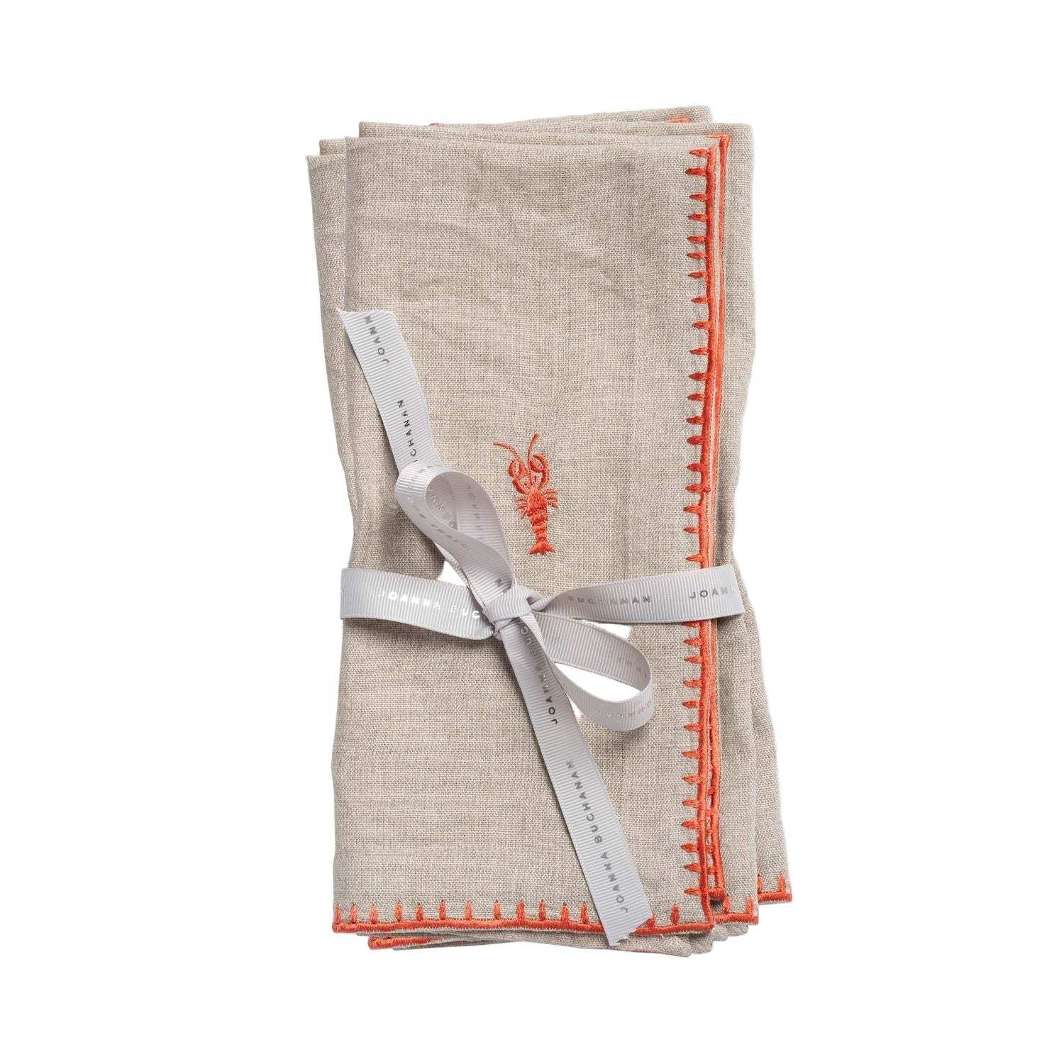 Lobster Embroidered Dinner Napkins – Flax (Set of 2)