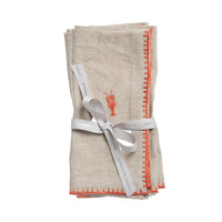 Lobster Embroidered Dinner Napkins – Flax (Set of 2)