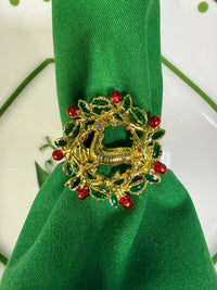 Wreath & Deer Set of 4 Napkin Ring