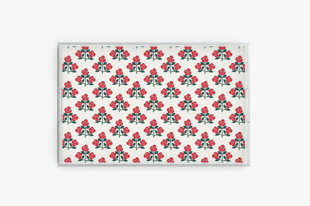 Acrylic Tray with Floral Insert